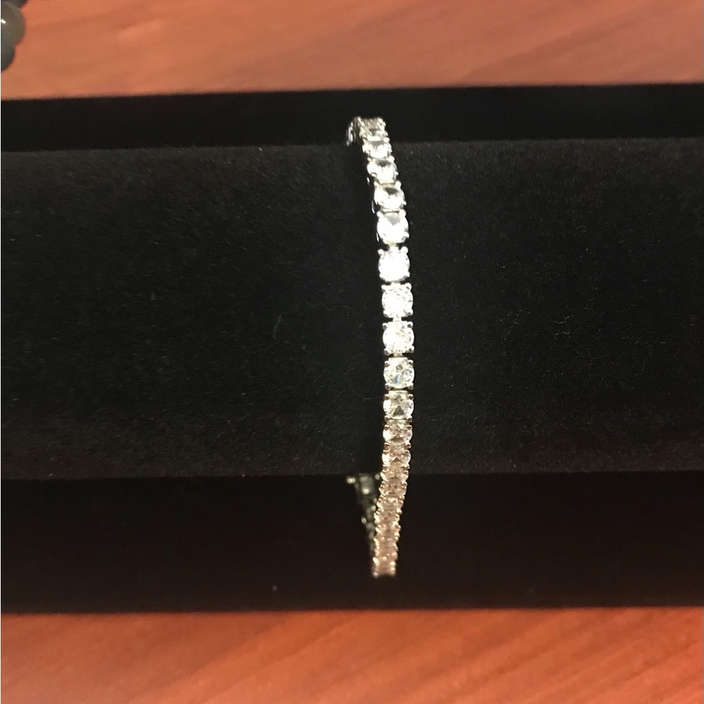 Holiday SALE! Classic cubic zirconia tennis bracelet sterling silver 7 inch